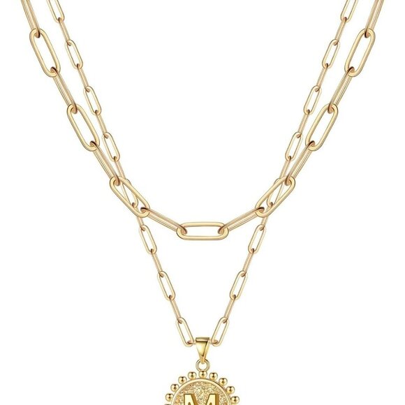 Easter Basket Stuffers Gifts - Gold Initial Necklaces for Women, 14K Gold Plated - Picture 1 of 7